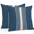 thumbnail image 1 of Abstract White Striped Outdoor Pillow Covers Set of 2 Simple Blue Linen Texture Waterproof Throw Pillow Case Decorative Square Cushion Cover for Patio Couch Garden Balcony, 18"x18", 1 of 9