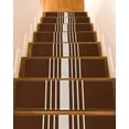 thumbnail image 1 of Abstract White Striped Stair Treads Non Slip for Steps Simple Brown Linen Modern 15 Pcs Reusable Adhesive Stair Runner Mats for Dogs Elders Carpet Treads Rugs for Staircase 8x30 In, 1 of 7
