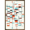 thumbnail image 1 of Abstract - White with Blue and Orange Rectangles Wall Poster, 14.725" x 22.375", Framed, 1 of 3