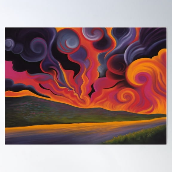 Abstract Wildfire Poster Wall Art, Modern Wall Decor For Living Room Bedroom, 12x18 UNFRAMED