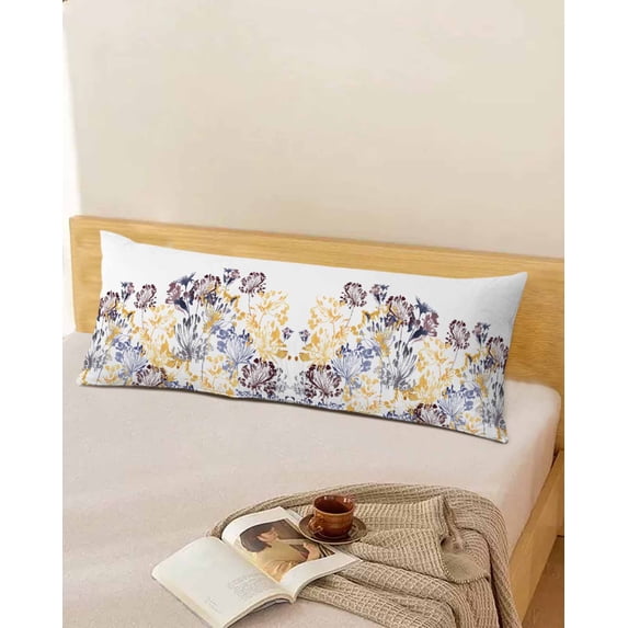 Abstract Wildflower Throw Pillow Cover,Multi Brown Orange Blue Ink Painting Rectangle Decorative Pillow Case Protector Soft Cushion Cover Lumbar Pillowcase for Couch Sofa Bedroom Car Decor 20x54 Inch