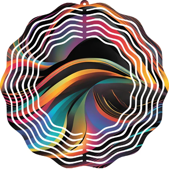 Abstract Wind Spinner Hanging 3D Yard Art Round Metal 10" Garden Mobile Twirler