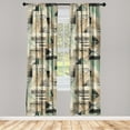 thumbnail image 1 of Abstract Window Curtains, Grunge Feels Earth Tones Drawn Rectangles and Triangles with Stripes Art, Lightweight Decor 2-Panel Set with Rod Pocket, Pair of - 28"x63", Sea Green Dark Khaki, by Ambesonne, 1 of 3