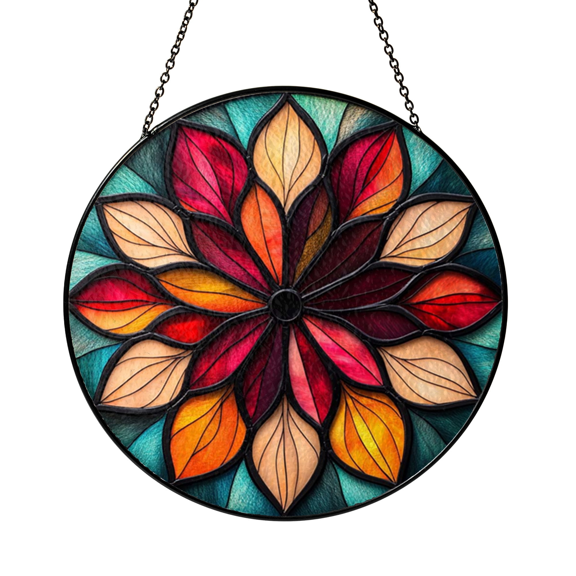 Abstract Window Panel with Stained Glass Look, Modern Home Window Decor ...