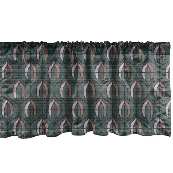 Abstract Window Valance, Art-Deco Inspired Demonstration of Vertical Round Shapes Motifs, Curtain Valance for Kitchen Bedroom Decor with Rod Pocket, 54" X 12", Dark Teal and Multicolor, by Ambesonne