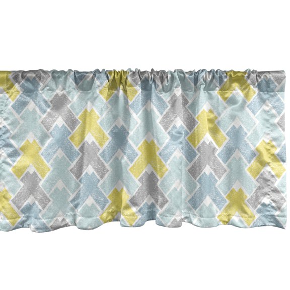 Abstract Window Valance, Composition of Grungy Geometric Shapes X Inspired Elements Hand Drawn Like, Curtain Valance for Kitchen Bedroom Decor with Rod Pocket, 54" X 18", Multicolor, by Ambesonne