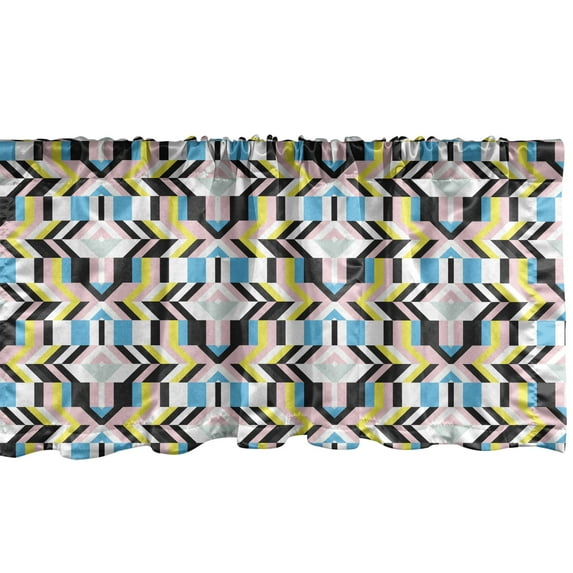 Abstract Window Valance, Geometric Vivid Stripes Triangles Formation, Curtain Valance for Kitchen Bedroom Decor with Rod Pocket, 54" X 12", Multicolor, by Ambesonne
