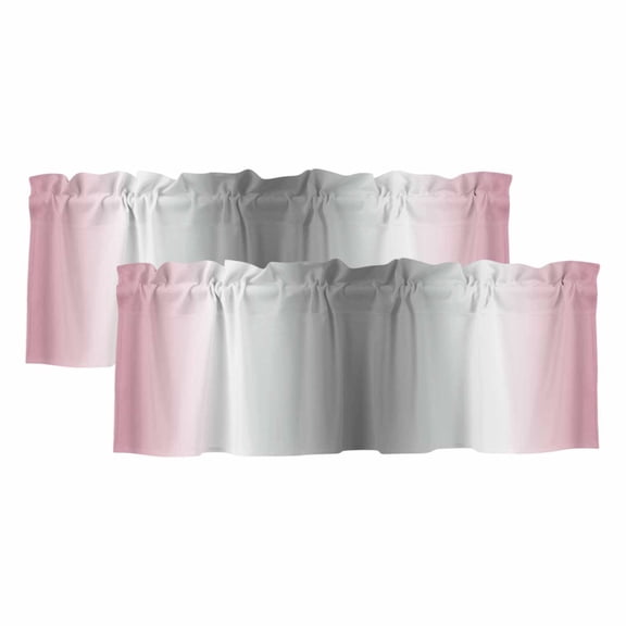 Abstract Window Valance, Gray Pink Gradient Ombre 2 Pack Decorative Curtain for Small Windows, Light Filtering Valance with 3” Rod Pocket, 42"W x 12"L