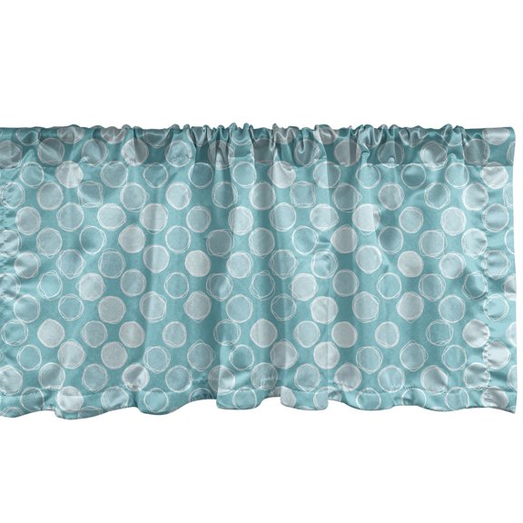 Abstract Window Valance, Hand Drawn Monochrome Style Circular Scribbles Bubbles Splashes, Curtain Valance for Kitchen Bedroom Decor with Rod Pocket, 54" X 12", Turquoise Pale Blue, by Ambesonne