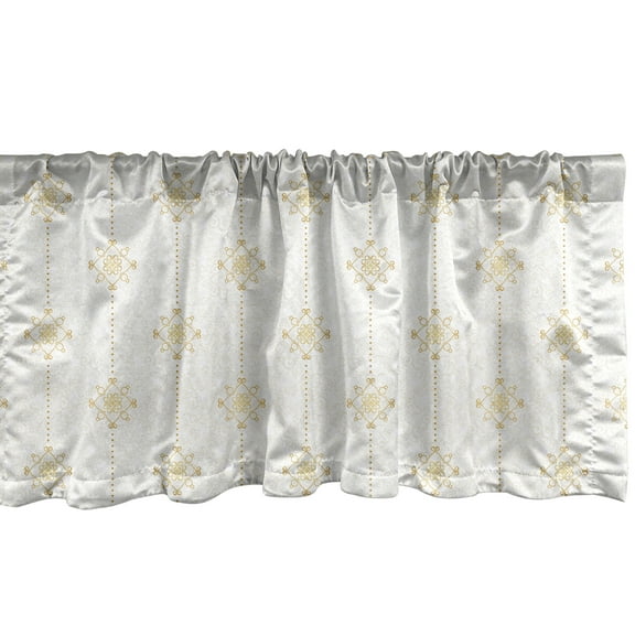 Abstract Window Valance, Horizontal Ornates Eastern Style Vintage Pattern, Curtain Valance for Kitchen Bedroom Decor with Rod Pocket, 54" X 18", Off White Camel, by Ambesonne