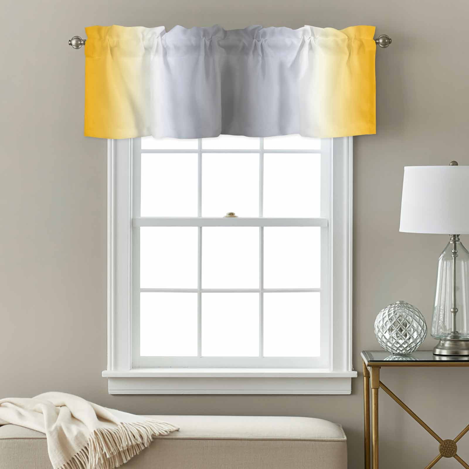 Abstract Window Valance for Kitchen, Orange Gray Gradient Ombre Rod ...