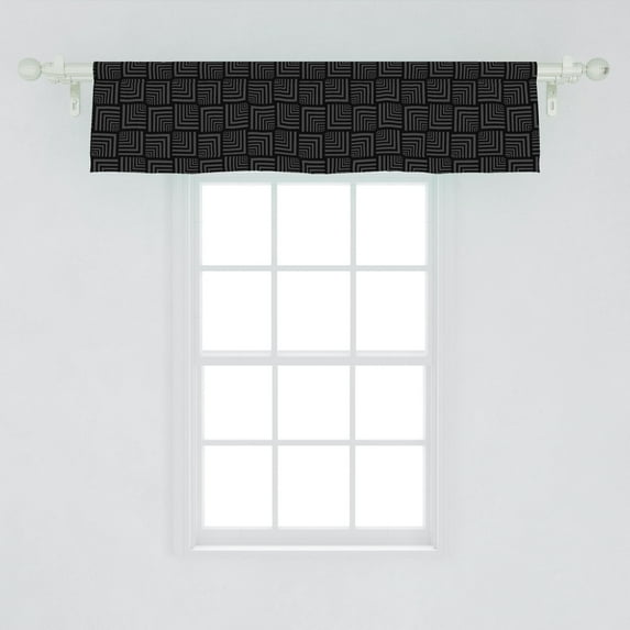 Abstract Window Valance, Modern Print of Streaks Forming Squares Diagonal Grey Tone Details, Curtain Valance for Kitchen Bedroom Decor with Rod Pocket, 54" X 12", Charcoal Grey Dimgray, by Ambesonne