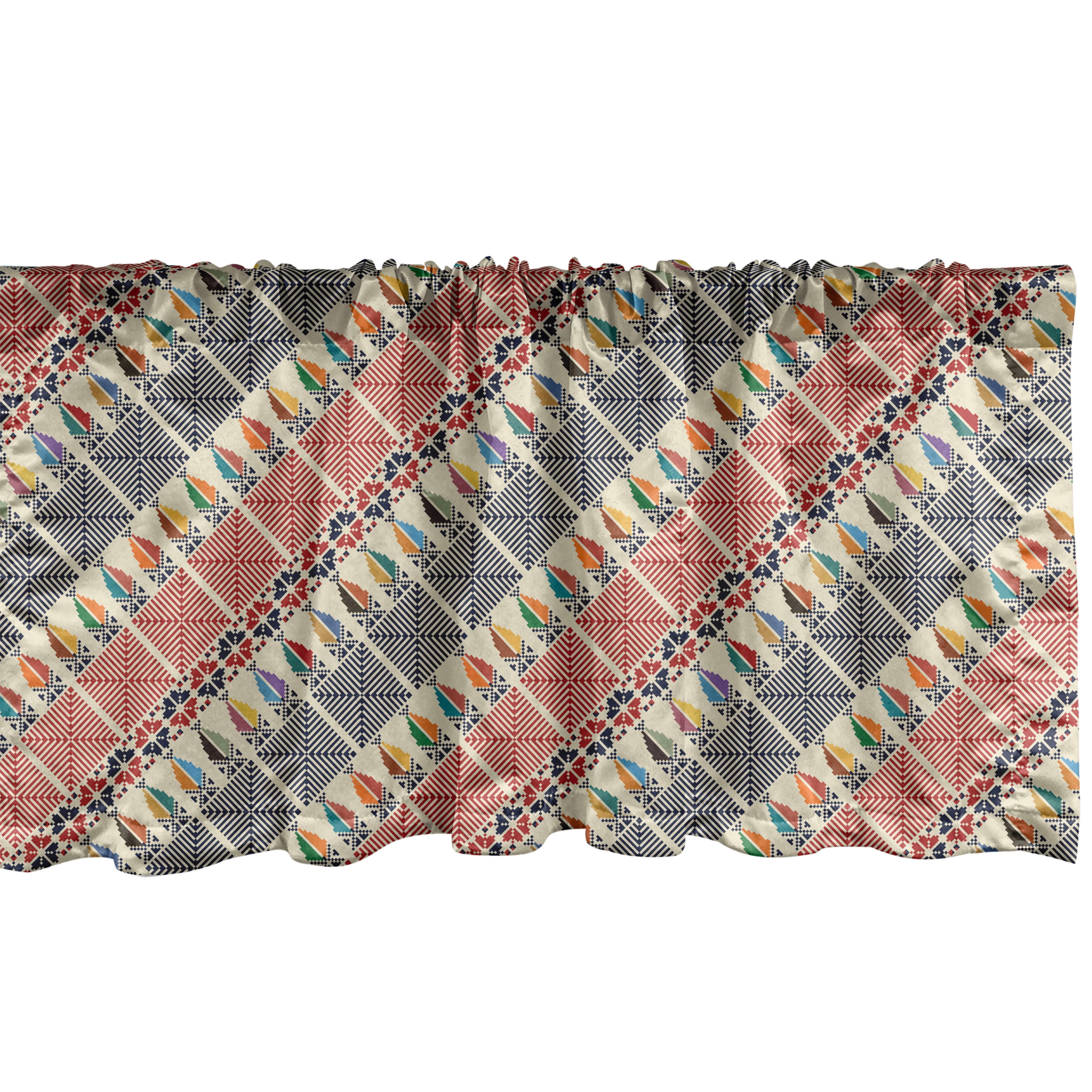 Multicolor Valance Abstract Window Valance, Ornamental and Details Diagonal Squares and ...