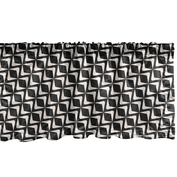 Ambesonne Abstract Valance Pack of 2, Art Deco Diamond Shapes, 54"X18", Ivory Charcoal Grey