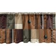 thumbnail image 1 of Abstract Window Valance Pack of 2, Autumnal Tones Earthy Modern Stripes and Squares with Simple Lines, Rod Pocket Curtain Valances Kitchen Bedroom, 54" X 18",Caramel Burgundy Green, 1 of 5