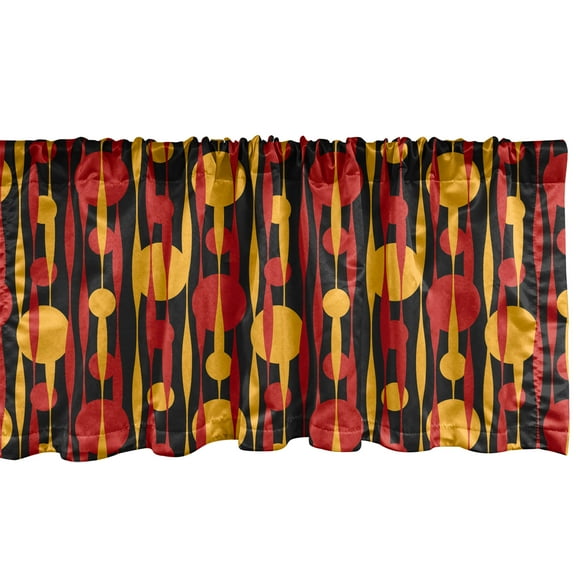 Ambesonne Abstract Valance Pack of 2, Circles Funky 70's Motifs, 54"X18", Vermilion Earth Yellow