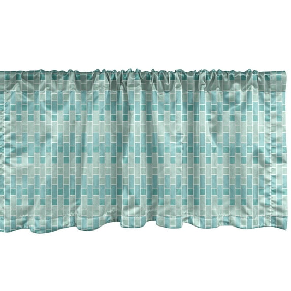 Ambesonne Abstract Valance Pack of 2, Art Rectangular Shapes, 54"X12", Seafoam and Pale Green