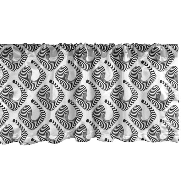 Ambesonne Abstract Valance Pack of 2, Illusionary Theme Modern, 54"X12", Charcoal Grey White