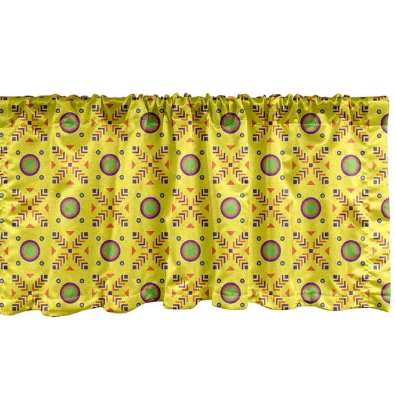 Ambesonne Abstract Valance Pack of 2, Geometric Summer Colors, 54"X18", Yellow and Multicolor