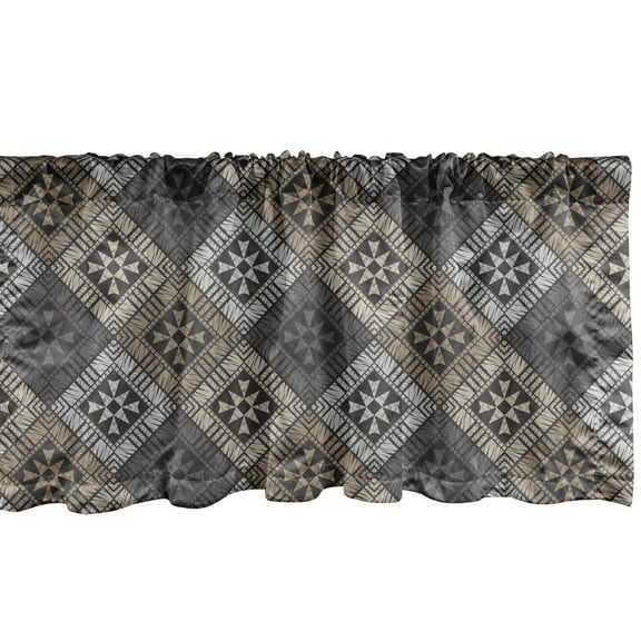 Ambesonne Abstract Valance Pack of 2, Ethnic Tribal Structures, 54"X12", Dimgray Grey