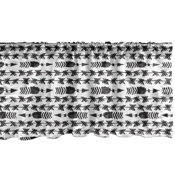 Ambesonne Abstract Valance Pack of 2, Chevron Motifs Wire Fences, 54"X18", White and Charcoal Grey