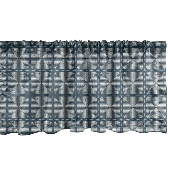 Ambesonne Abstract Valance Pack of 2, Grunge Style Squares Art, 54"X18", Grey Yellow Dark Teal