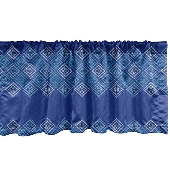 Ambesonne Abstract Valance Pack of 2, Diagonal Squares Motif, 54"X12", Violet Blue and White