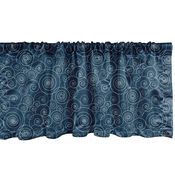 Ambesonne Abstract Valance Pack of 2, Dotted Sea Wave Motif Art, 54"X18", Night Blue and White