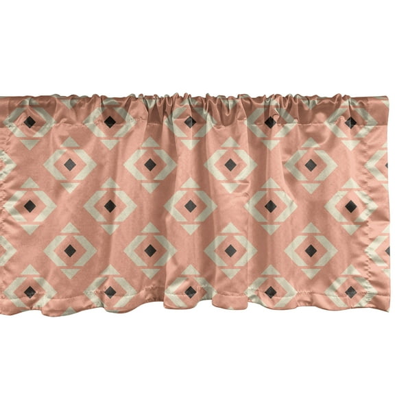 Ambesonne Abstract Valance Pack of 2, Geometric Rhombus, 54"X18", Peach Champagne