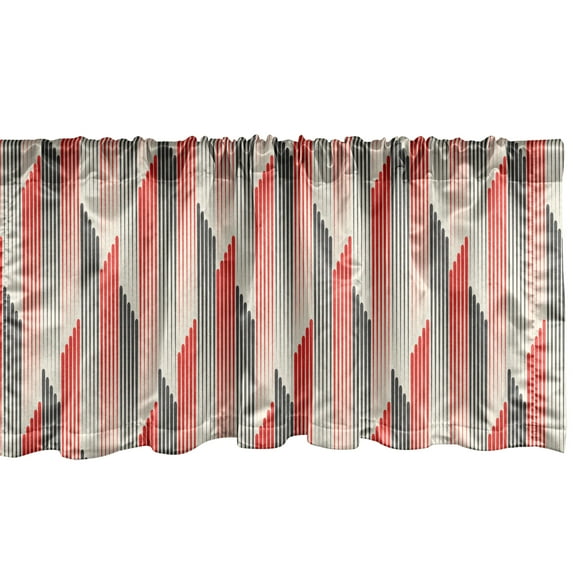 Ambesonne Abstract Valance Pack of 2, Vertical Stripes, 54"X18", Dark Coral Ivory