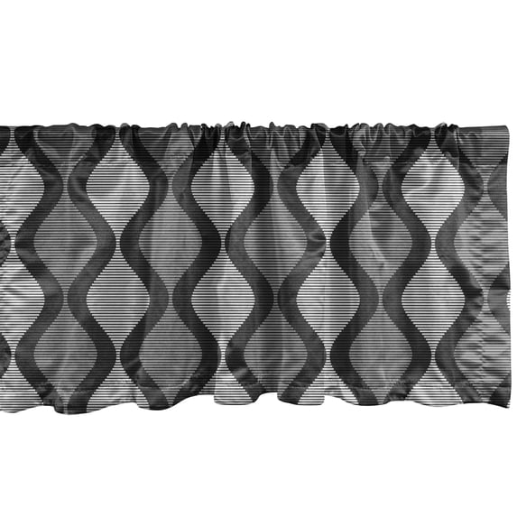 Ambesonne Abstract Valance Pack of 2, Stripes with Wavy Patterns, 54"X18", Pale Taupe and Dark Grey