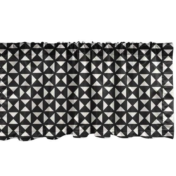 Ambesonne Abstract Valance Pack of 2, Basic Triangles in Squares, 54"X18", Dark Grey and Eggshell