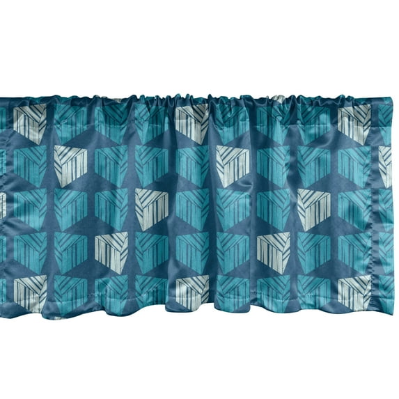 Ambesonne Abstract Valance Pack of 2, Graphic Triangular Layout, 54"X18", Turquoise Blue