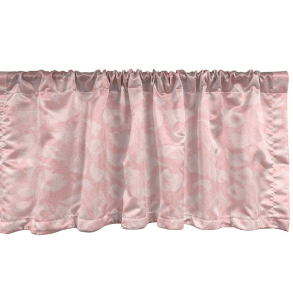 Abstract Window Valance, Pastel and Modern Floating Feathers Shadow of the Shapes Repetitive Design, Curtain Valance for Kitchen Bedroom with Rod Pocket, 54" X 18", Blush and Rose, by Ambesonne