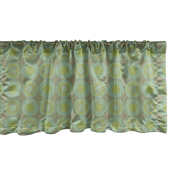 Abstract Window Valance, Retro Intricate Circles in Pastel Tones, Curtain Valance for Kitchen Bedroom Decor with Rod Pocket, 54" X 12", Seafoam Umber, by Ambesonne
