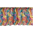thumbnail image 1 of Abstract Window Valance, Swirling Colorful Stripes Contemporary Art Aquarelle Effect Print, Rod Pocket Curtain Valances for Kitchen Bedroom, 54" X 18", Vermilion Blue Multicolor, 1 of 3