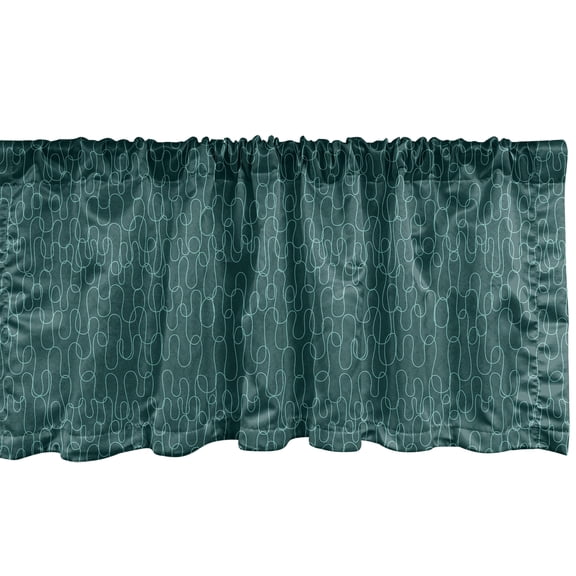 Abstract Window Valance, Swirly Lines Modern Style Following Stripes Pattern Geometric Art, Curtain Valance for Kitchen Bedroom with Rod Pocket, 54" X 18", Forest Green and Mint Green, by Ambesonne