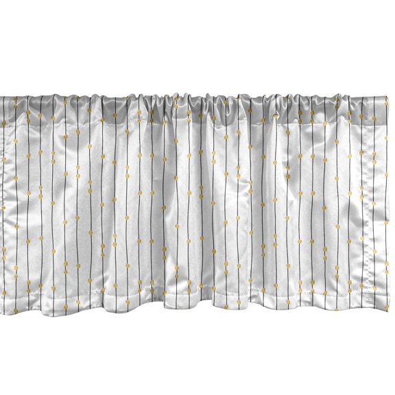 Abstract Window Valance, Vertical Streaks with Round Dots on a Plain Background, Curtain Valance for Kitchen Bedroom Decor with Rod Pocket, 54" X 18", Mustard Dark Mustard, by Ambesonne