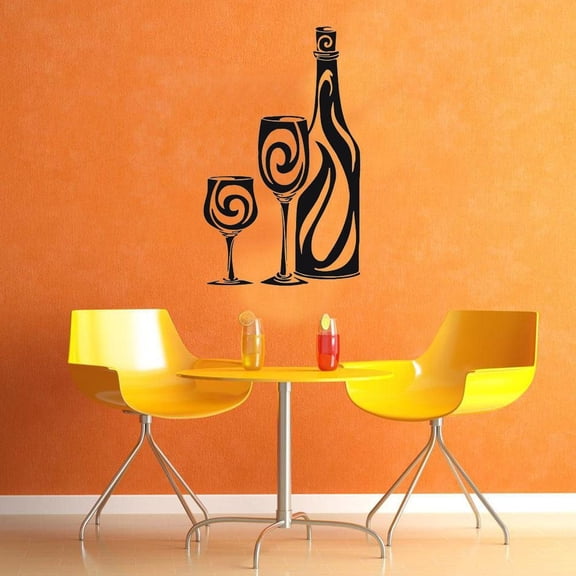 Abstract Wine Bottle Glasses Wall Sticker Home Decor Kitchen Cafe Restaurant Interior Design Decoration Removable Wallpaper 42x22cm