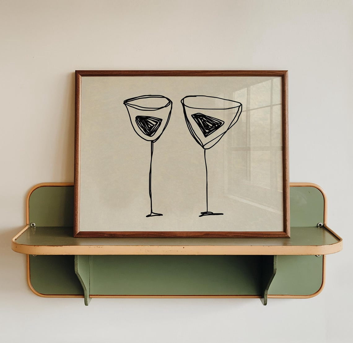 Abstract Wine Hand Drawn Bar Modern Horizontal Poster, Artistic Kitchen ...