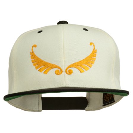 Abstract Wings Design Embroidered Snapback Cap - Natural Black OSFM