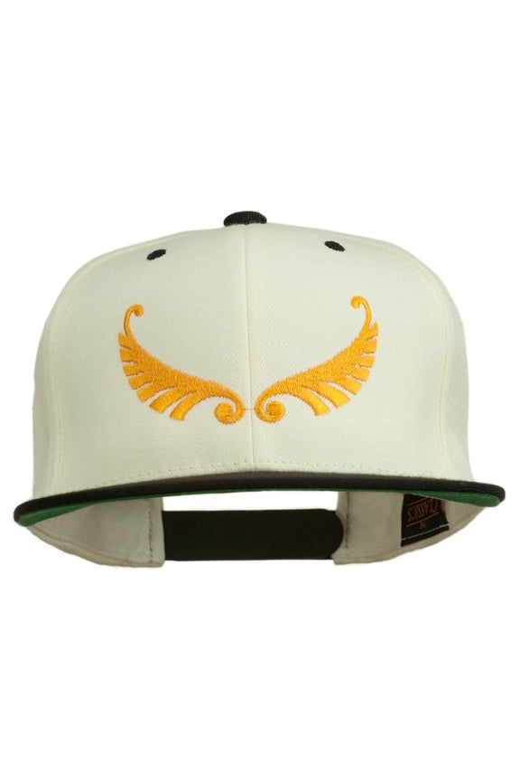 Abstract Wings Design Embroidered Snapback Cap - Natural Black OSFM