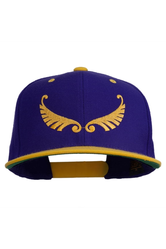 Abstract Wings Design Embroidered Snapback Cap - Purple Gold OSFM