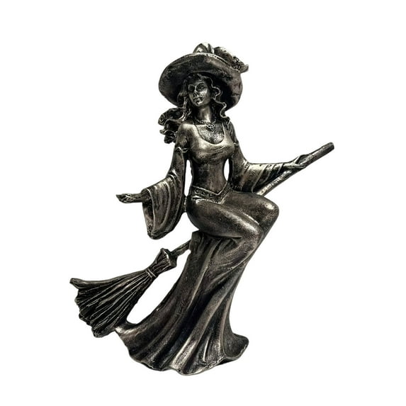 Abstract Witch Statue with Pentacle - Modern Gothic Figurine for Home & Altar, Witchcraft Decor, Desktop Ornament for Wiccan, Halloween, and Pagan Spirituality