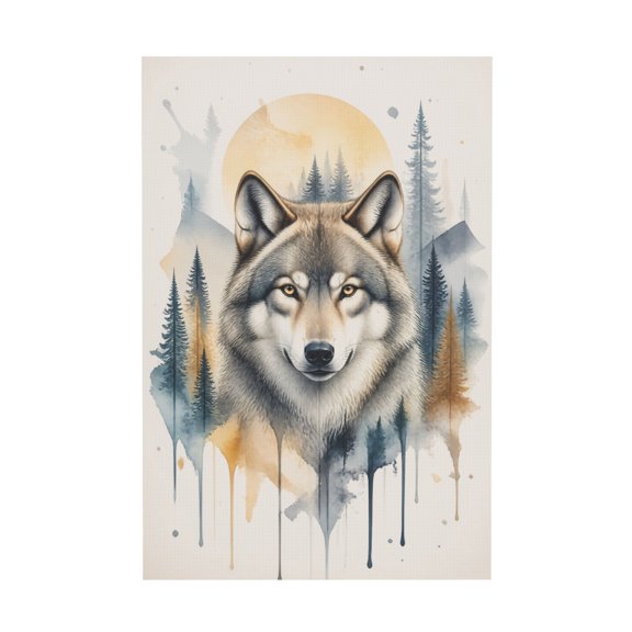 Abstract Wolf Face Watercolour Animal Canvas Wall Art for Modern Nursery Room Decor 20x30 in