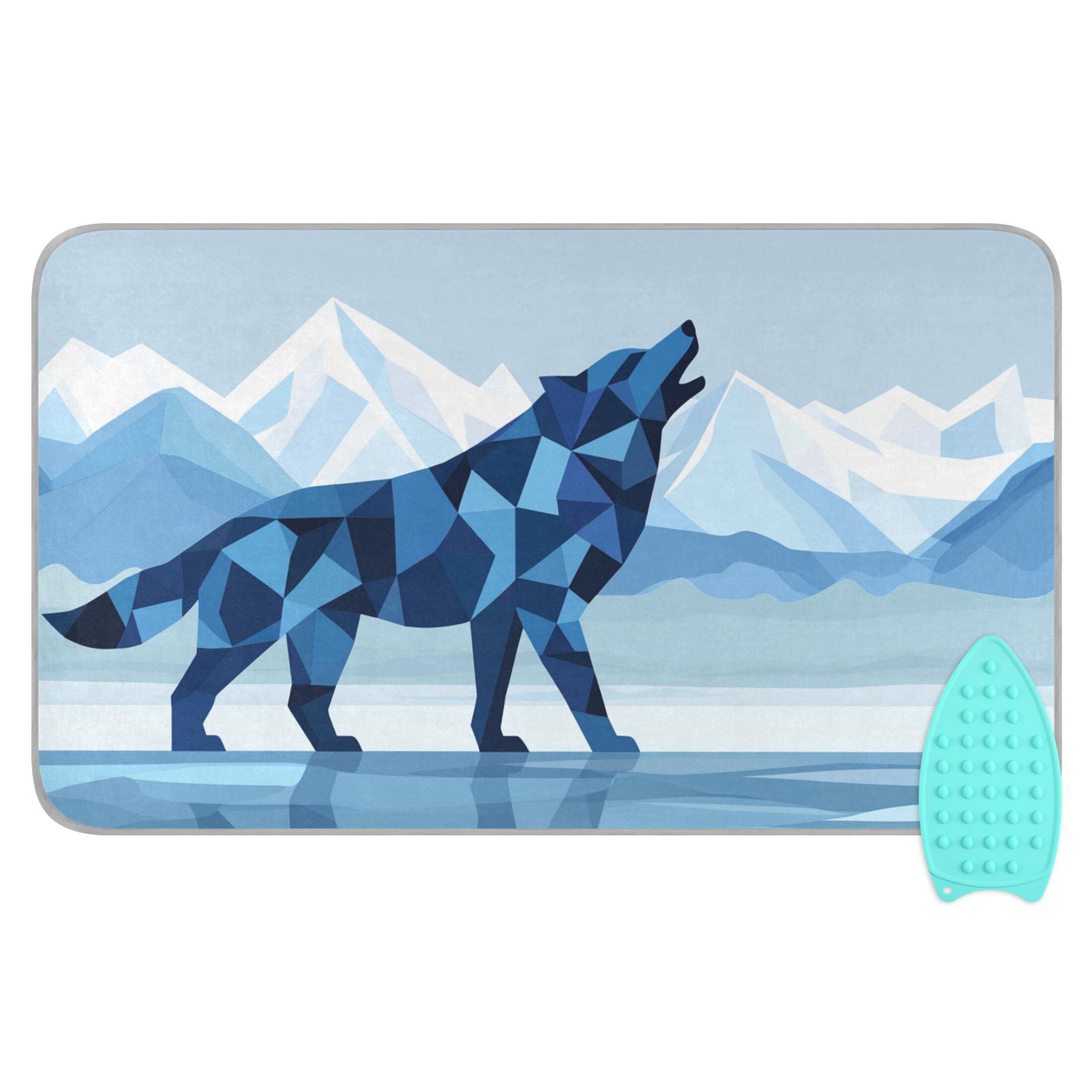 Abstract Wolf Howling Ironing Mat Blanket Portable Travel Ironing Pad Heat Resistant Pad 47.2" x 27.6”