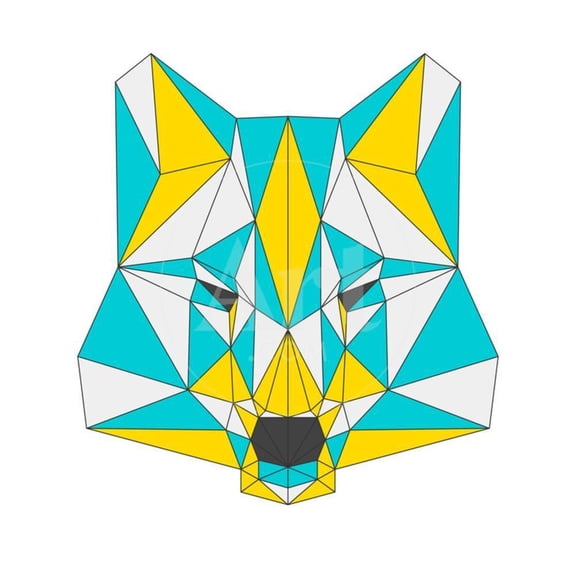 Abstract Wolf Isolated on White Background Polygonal Triangle Geometric Illustration, Animals Unframed Art Print Wall Art by vanillamilk Sold by ArtCom