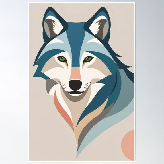 Abstract Wolf Portrait Poster Wall Art, Modern Wall Decor For Living Room Bedroom, 8x12 UNFRAMED