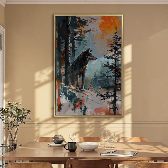 Abstract Wolf Poster Sunset Forest Wall Art Silhouette Animal Wall Decor Wild Canine Poster Predator Wilderness Decor Home Decor UNFRAMED Poster, Wall Art for Decor, Present, 8x12