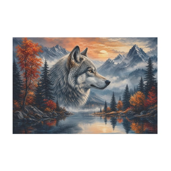 Abstract Wolf Scenery Canvas Wall Art For Living Room Bedroom Office Home Decor 16"x24 in
